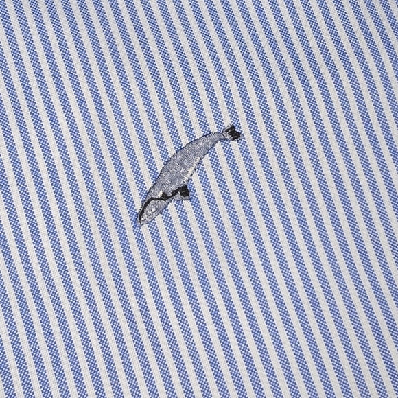 j. Crew | Lightweight Oxford Pin-Striped Embroidered BlueWhale Button Down Shirt - Picture 3 of 15